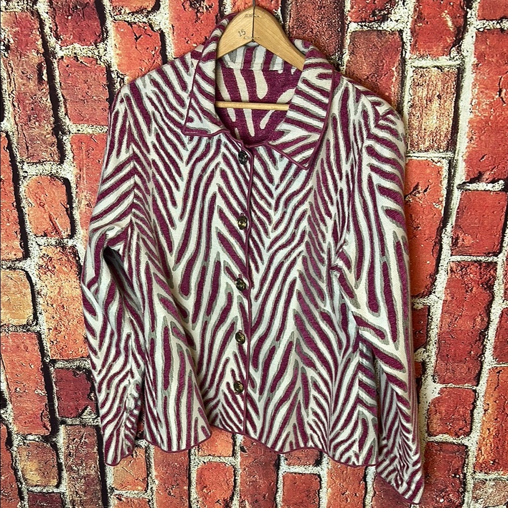 Winding River Zebra Print Button-Up Women’s reversible Jacket size Large